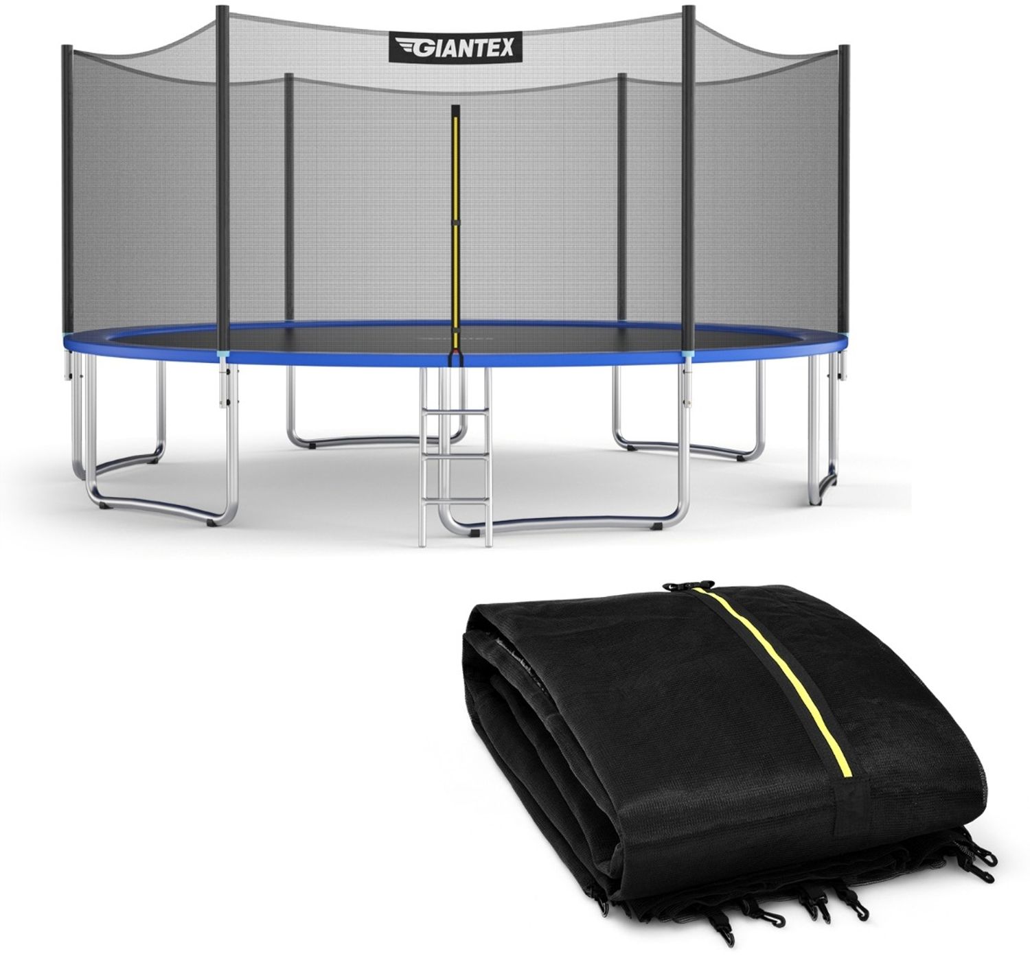Trampolin Sicherheitsnetz für Gartentrampoline Ersatznetz außenliegend mit Reißverschluss und Schnallen Ø 366 cm Bild 1