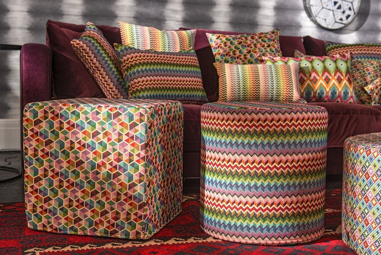 H.O.C.K. Sitzhocker H.O.C.K. Sila Hocker rund Pouf Ø45x45 cm multicolor boho, Hocker, Barhocker & Sitzhocker, Schminktischhocker, Wohnzimmer Hocker Bild 1