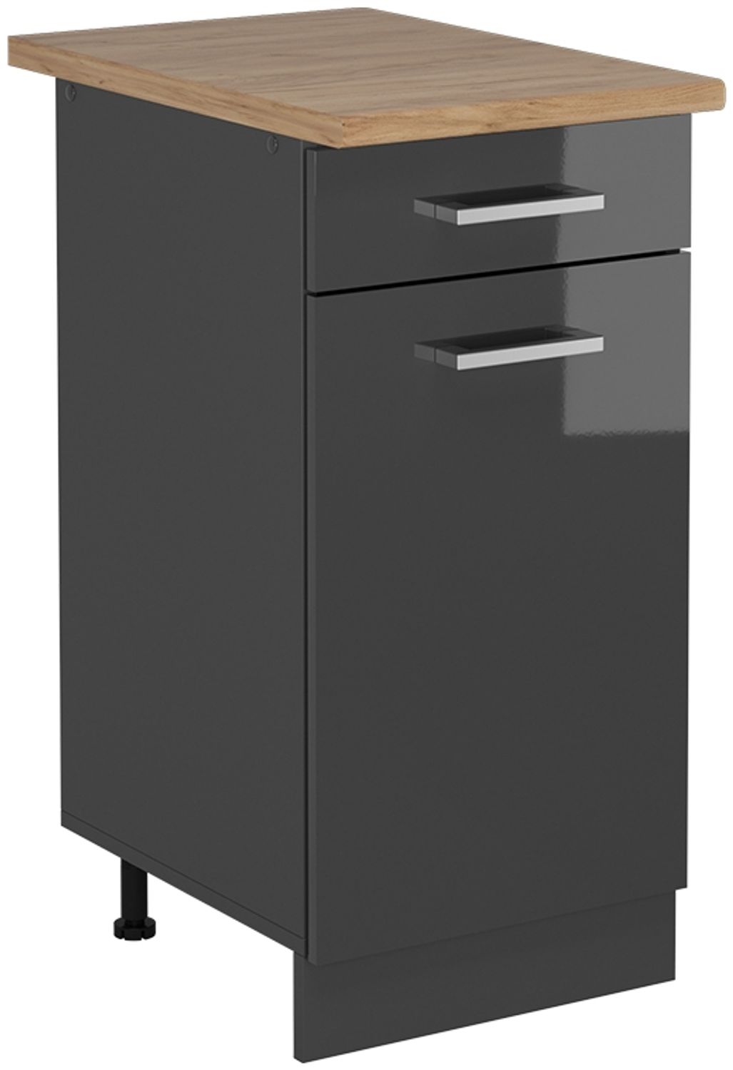 Küchenunterschrank R-Line Anthrazit Hochglanz 40 cm , AP Eiche Vicco Bild 1