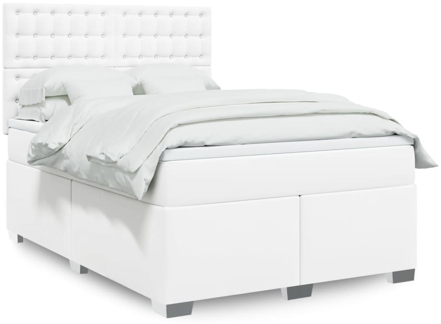vidaXL Boxspringbett mit Matratze Weiß 160x200 cm Kunstleder 3293029 Bild 1