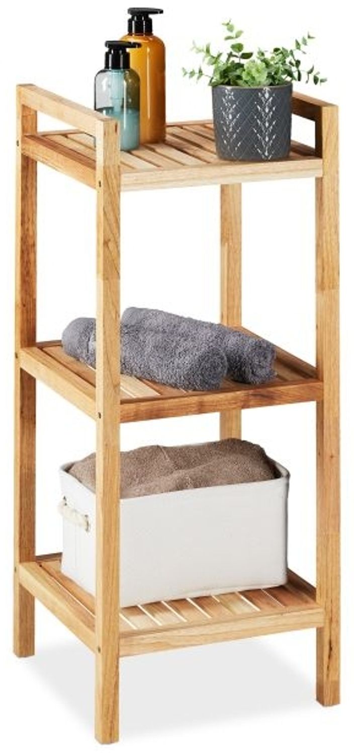 Relaxdays Badregal Walnuss 3 Ablagen Bild 1