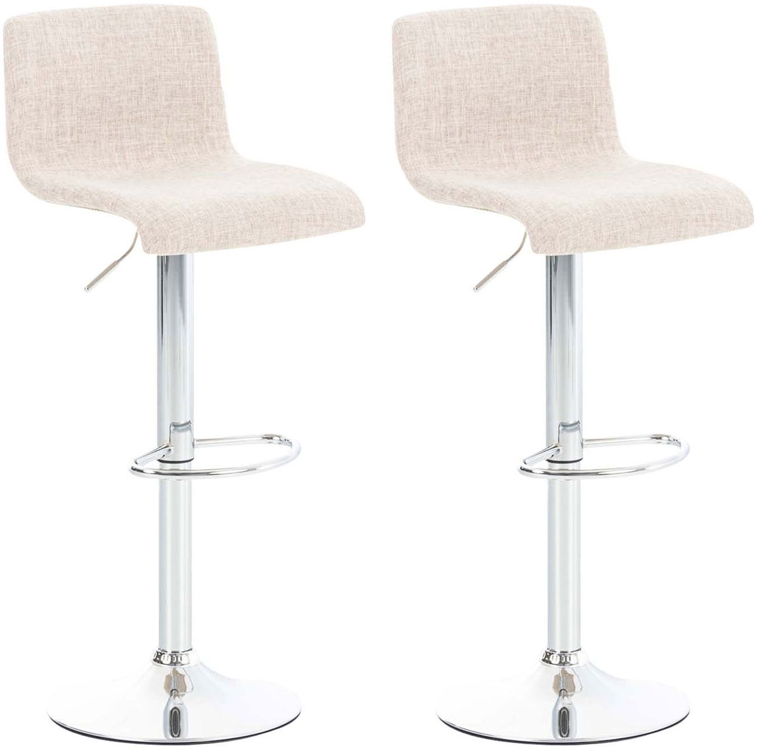 CLP 2er Set Barhocker Hover Stoff höhenverstellbar und drehbar,creme chrom Bild 1