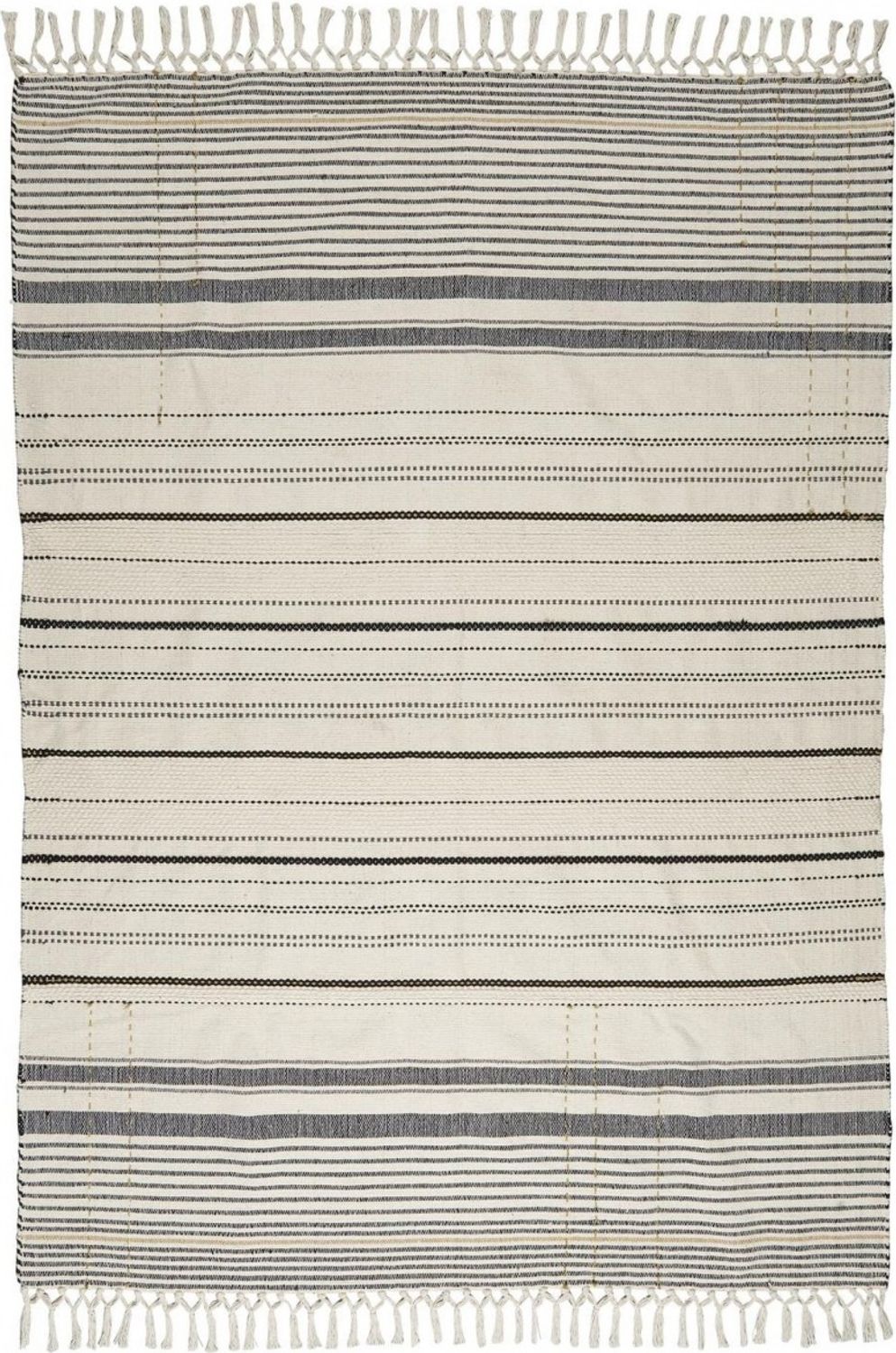Teppich Läufer Grau Natur gestreift 120x180cm Baumwolle Ib Laursen 6440-00 Bild 1