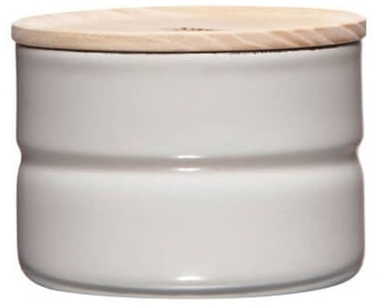 Riess Vorratsdose 230ml Emaille mit Holzdeckel light grey Bild 1