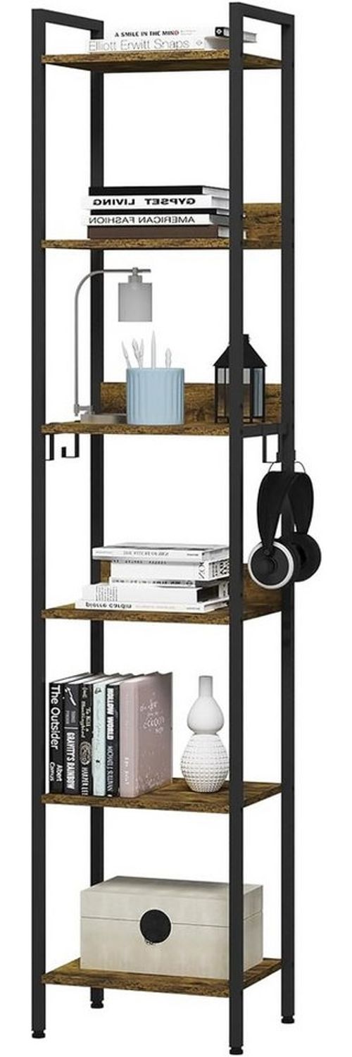 Woltu Standregal, mit 6 Ebenen, 4 Haken, Küchenregal Lagerregal im Industriestil Bild 1