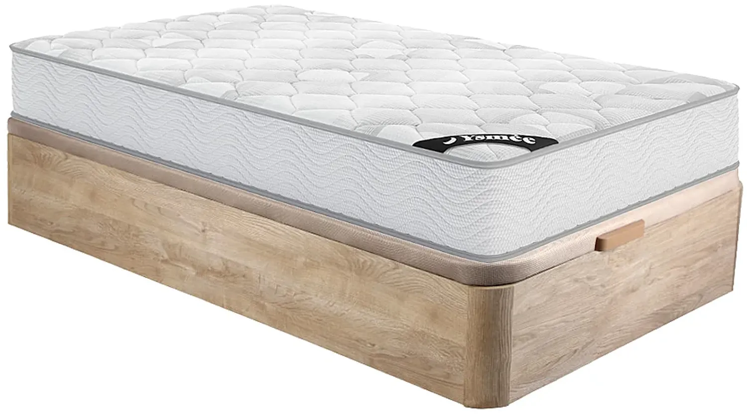 Vente-unique - SONGE Mattress and bed base set Holz, PlatteStoff Beige - B 90 cm x H 30 cm20 cm x L 190 cm Bild 1