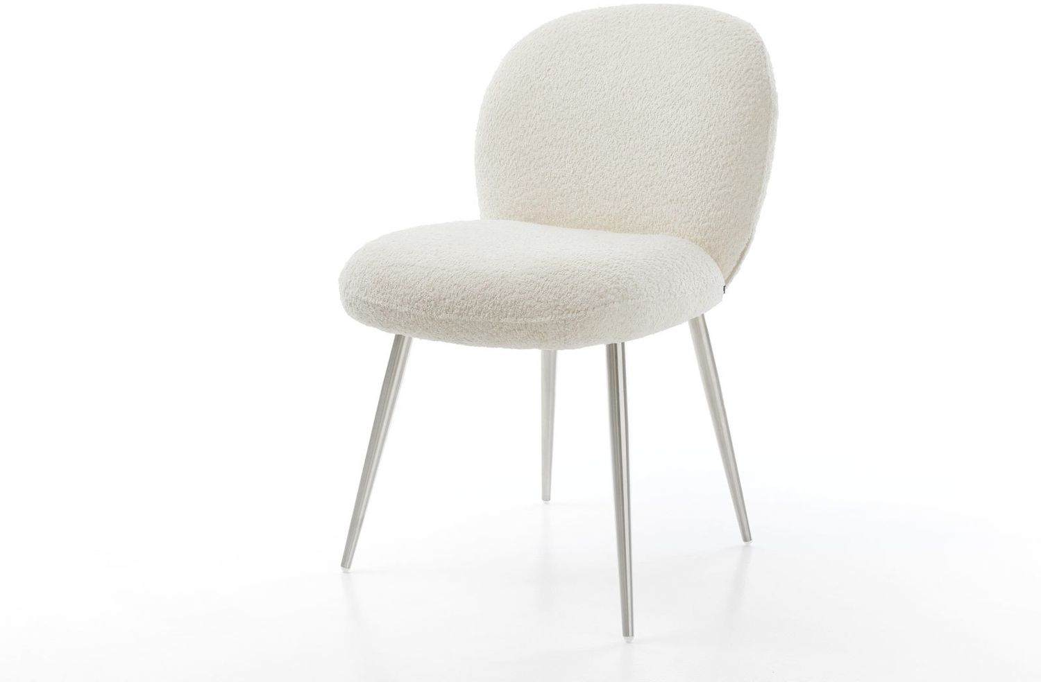 Esszimmerstuhl Nube-Flex Bouclé Weiß 4-Fuß konisch Edelstahl Taschenfederkern Bild 1