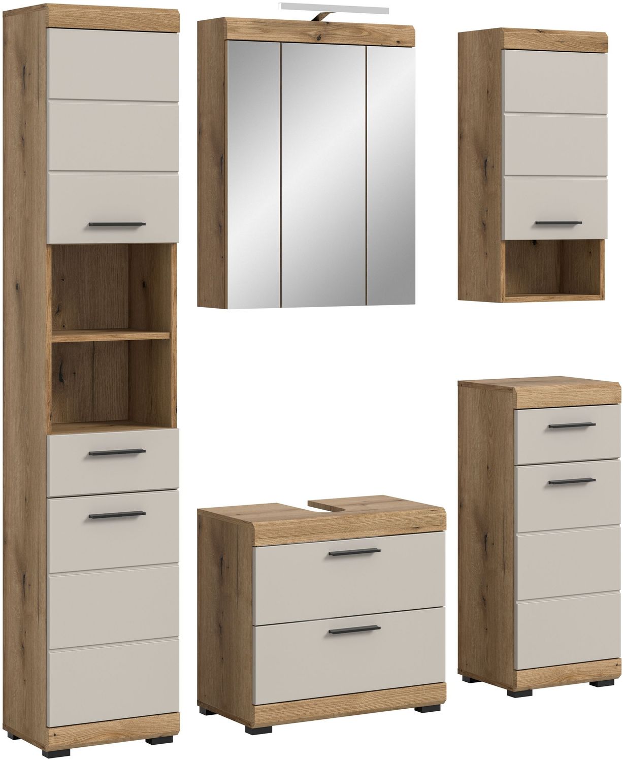 Badkombination B/H/T: 164x191x34 cm in Evoak Oak Nachbildung Bild 1