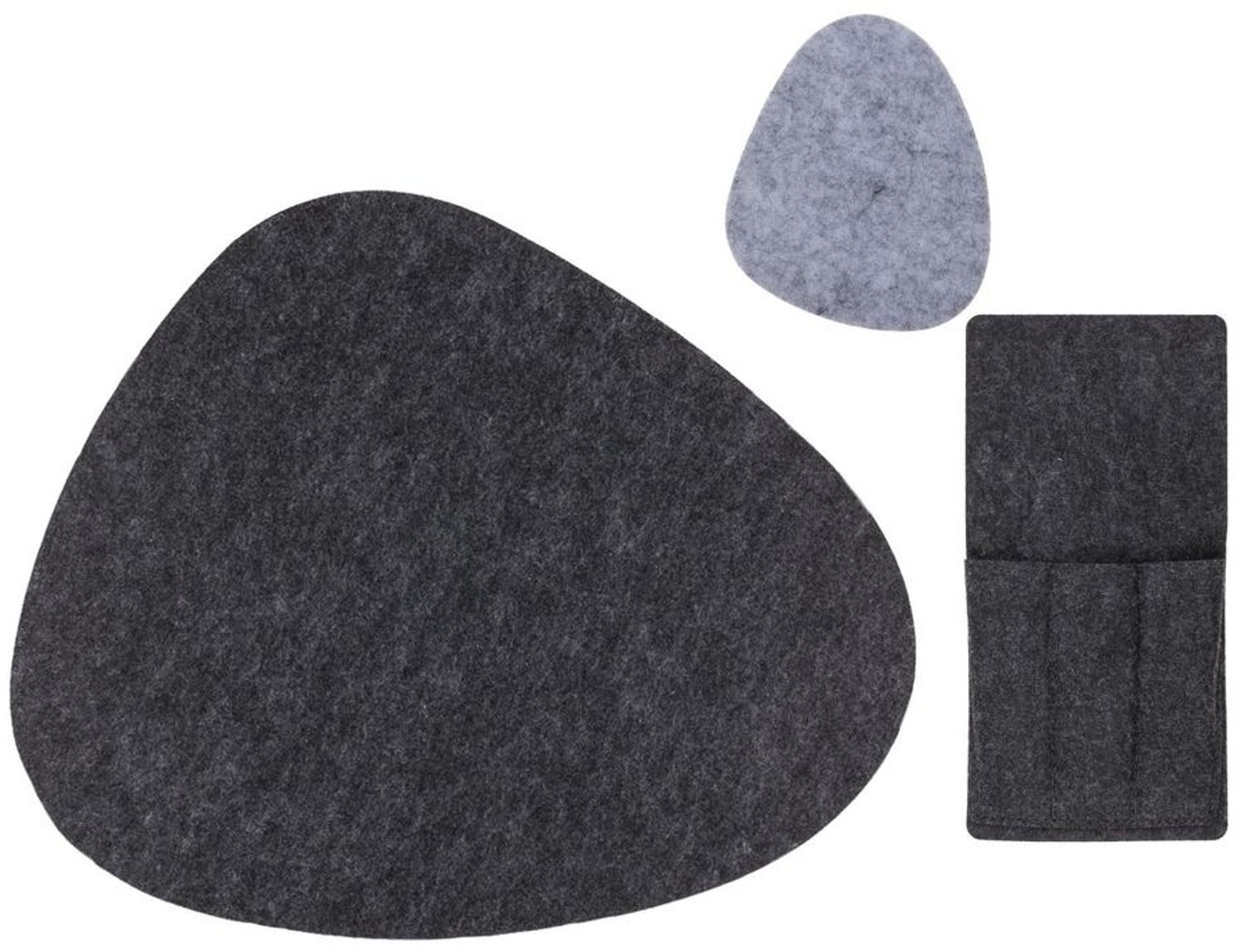 Tischset Kieselstein in grau und/oder anthrazit 3, 6.12tlg. aus Filz Platzset Single Anthrazit-Grau Bild 1