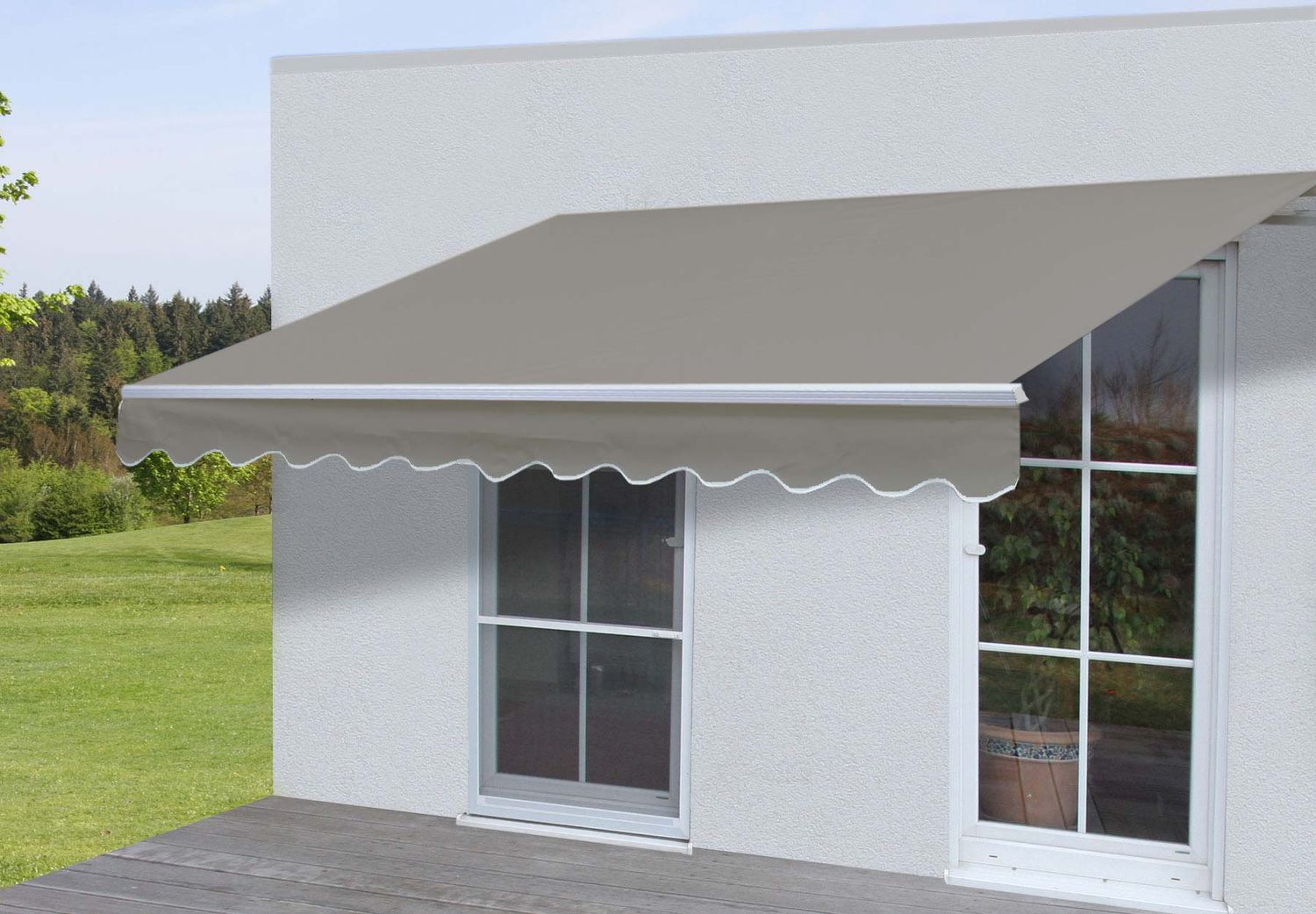 Alu-Markise T790, Gelenkarmmarkise Sonnenschutz 4x3m ~ Polyester, grau-braun Bild 1
