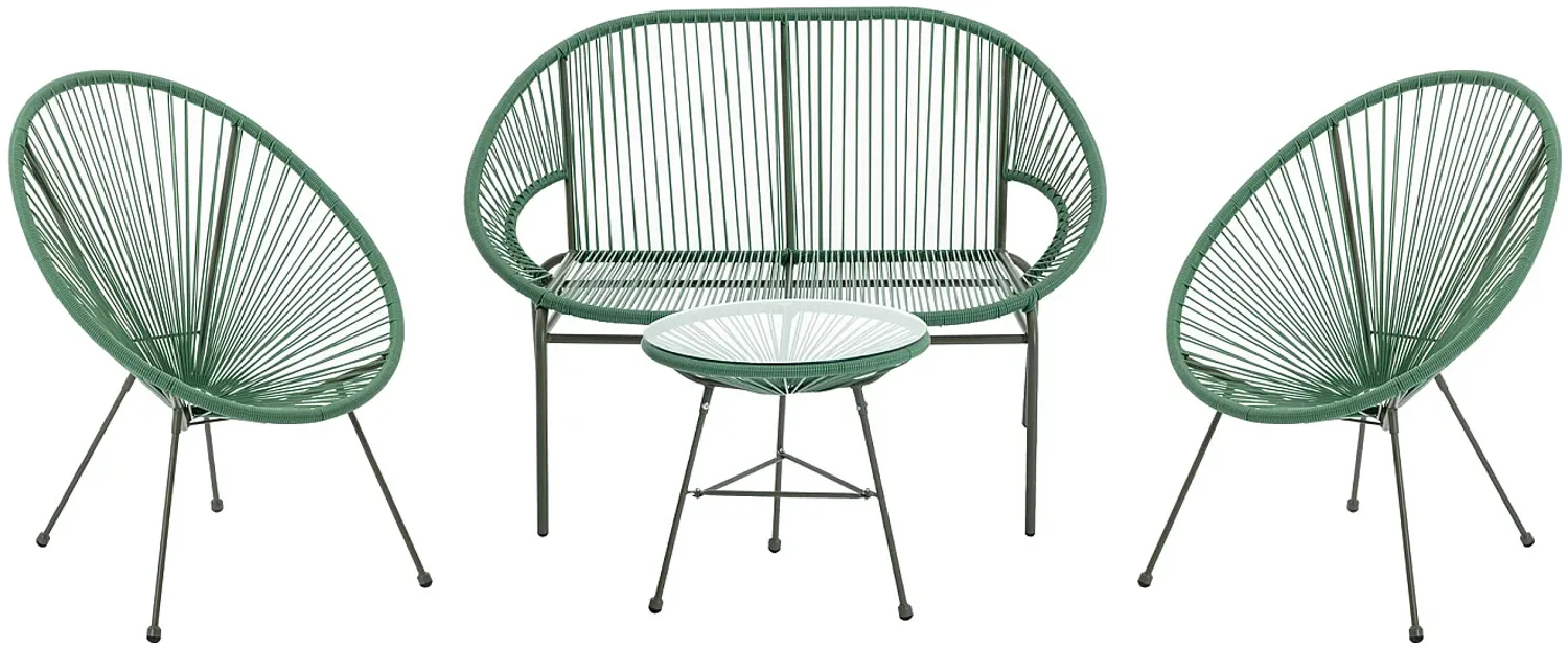 Vente-unique - ALIOS Gartensitzgruppe HarzGlas Grün - B 82 cm50 cm52 cm x H 83,5 cm50 cm80 cm x L 72 cm50 cm115 cm Bild 1