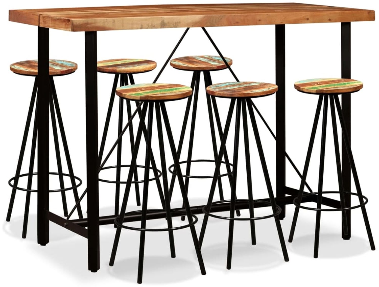 vidaXL 7-tlg. Bar-Set Massivholz Akazie und Altholz 275134 Bild 1
