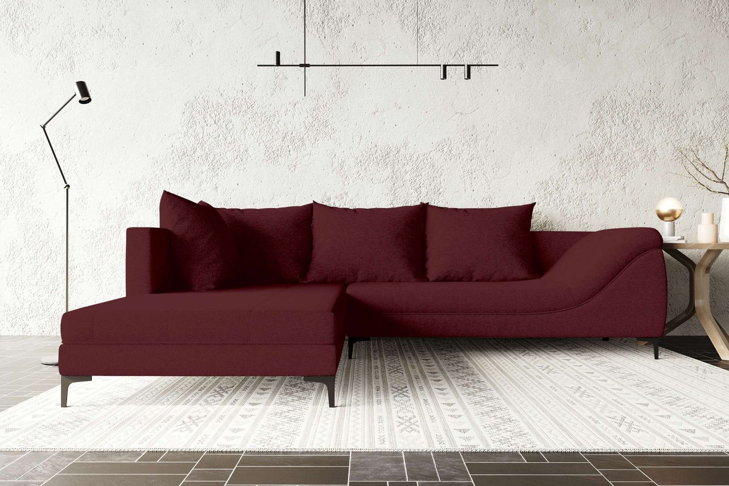 99rooms Loni Ecksofa Webstoff MALMO_NEW Bordeaux Links Bild 1