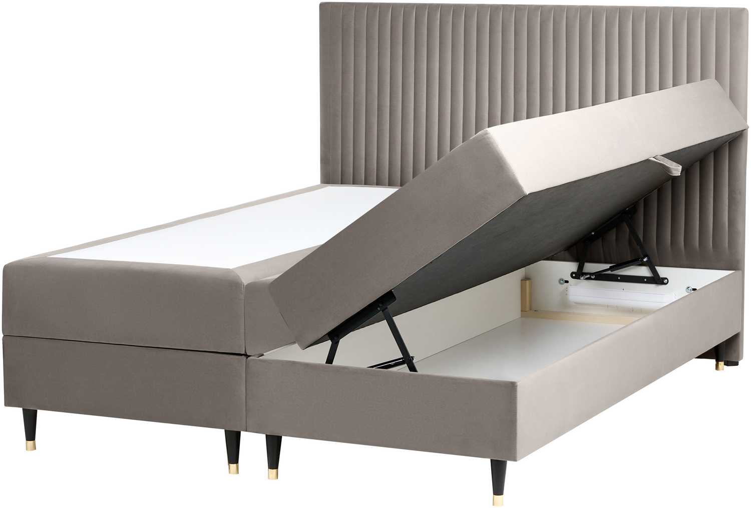 Boxspringbett mit Stauraum DAME Samtstoff Taupe 160 x 200 cm Bild 1