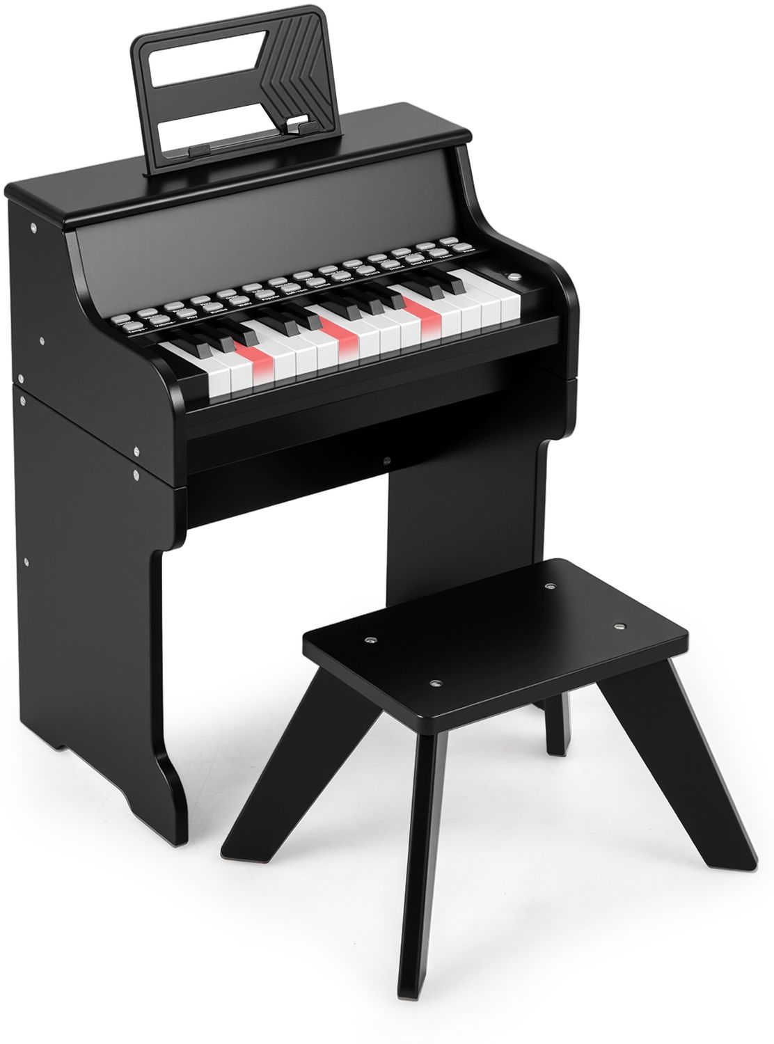 25 Tasten Mini Digitalpiano mit Hocker Kinder Klavier mit Einstellbarer Geschwindigkeit Schwarz Bild 1