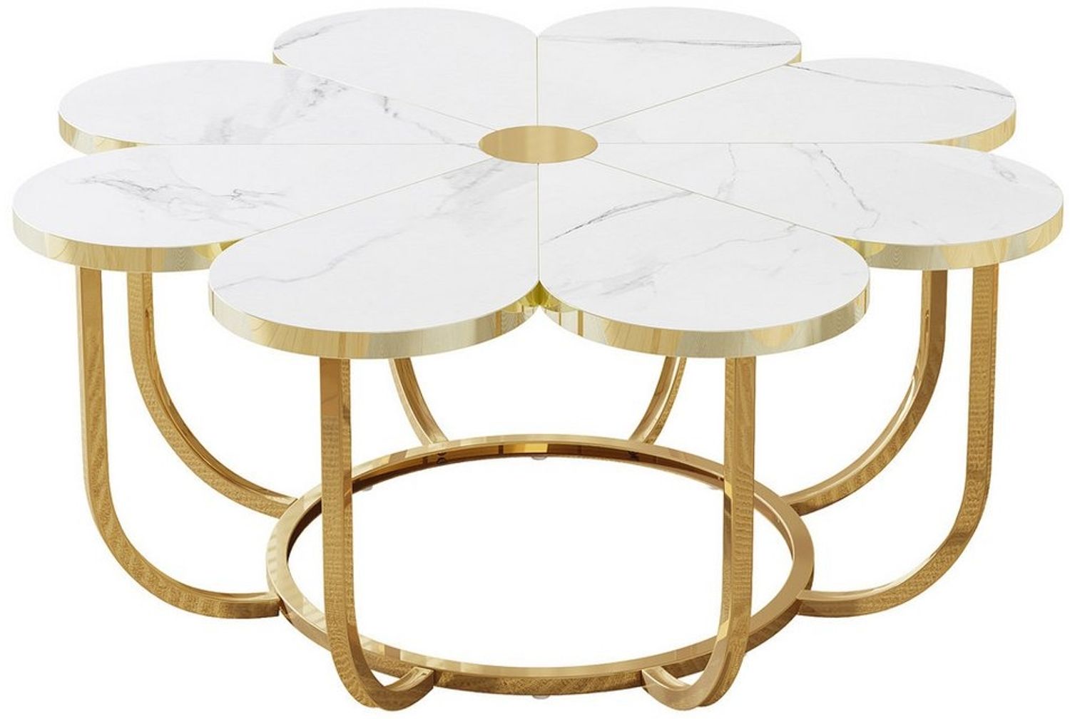 Tribesigns Couchtisch moderner Couchtisch in Blumenform mit Kunstmarmor-Tischplatte, 100 cm Bild 1
