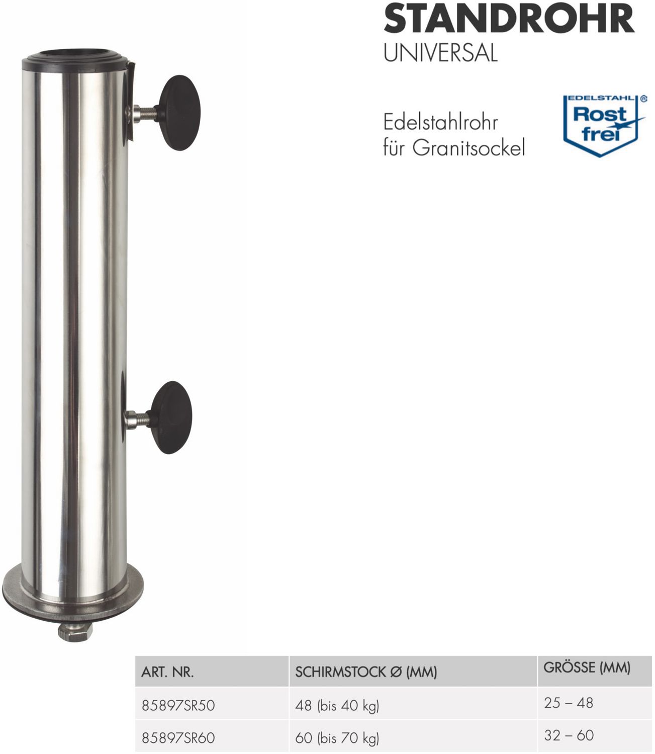 Doppler Strandrohr für Granitsockel aus Edelstahl 85897 ø 60 mm Bild 1