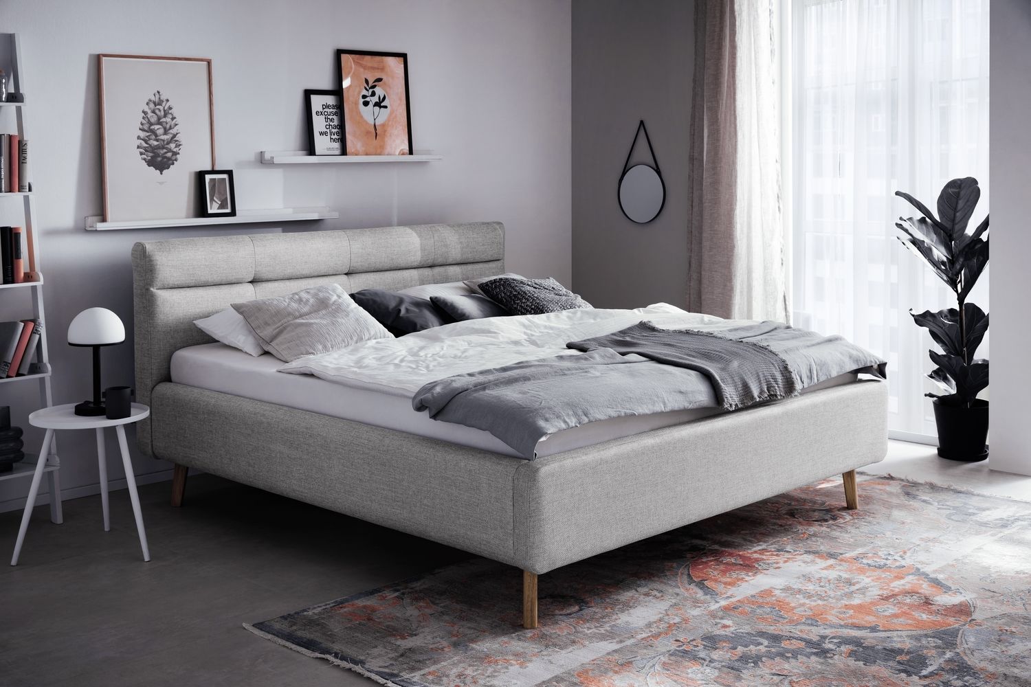 Stauraumbett >Lotte mit BK< Liegefläche 180x200cm, grau, Stellmaß: 201x105x222cm (BxHxT) Bild 1