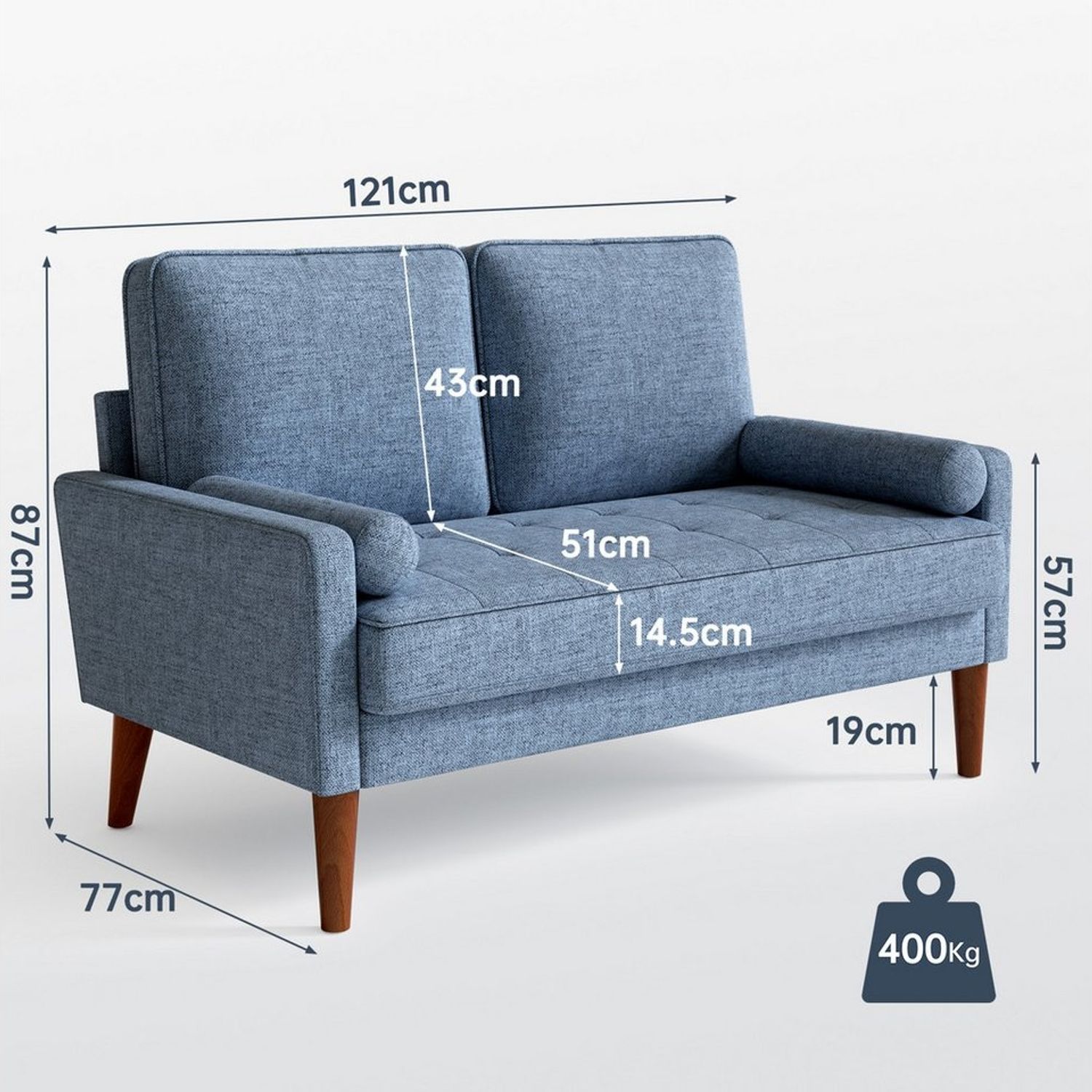OUNUO 2-Sitzer Sofa 2 Sitzer, Modernes 2er Sofa mit 2 Wurfkissen Bild 1