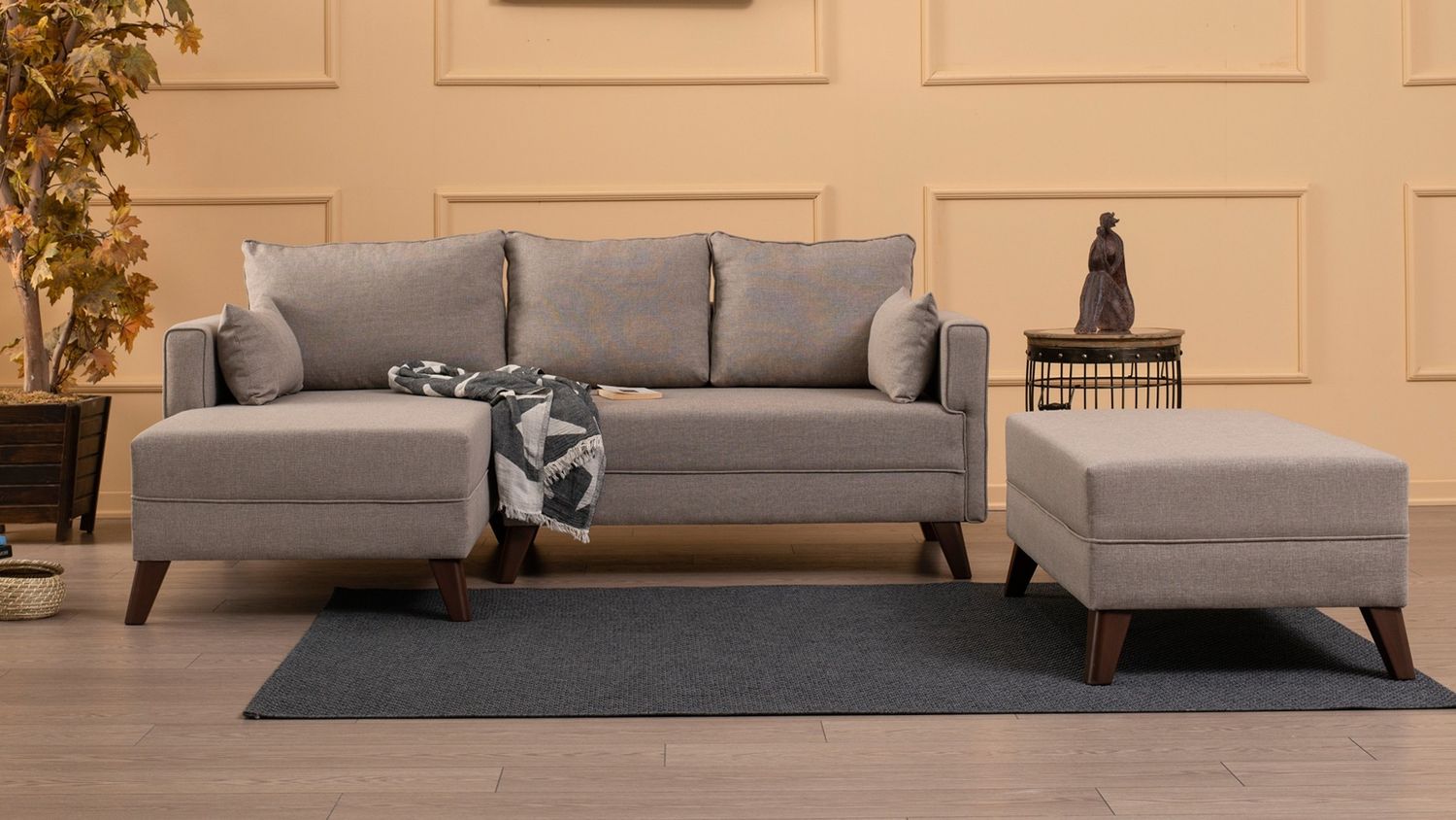 Eckschlafsofa, 'Bella', 85 x 140 x 205, Creme Bild 1