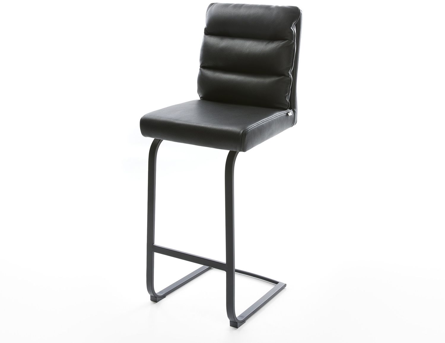 Barstuhl Pela-Flex Echt-Leder Schwarz Freischwinger flach Metall Bild 1