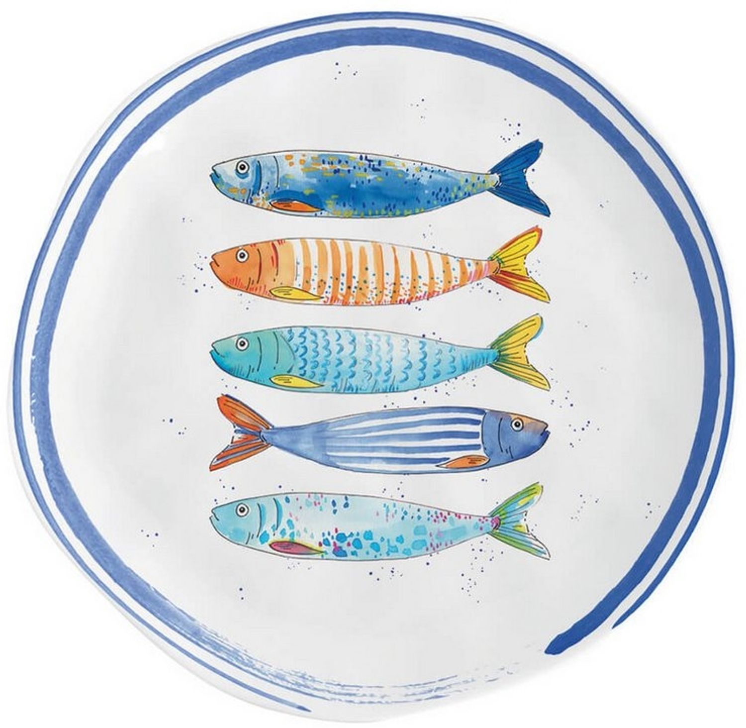 EasyLife Frühstücksteller Bord de Mer, Spülmaschinengeeignet, Weiß, Fische, ⌀ 21cm, Weiß, Fische, H: 2cm Bild 1