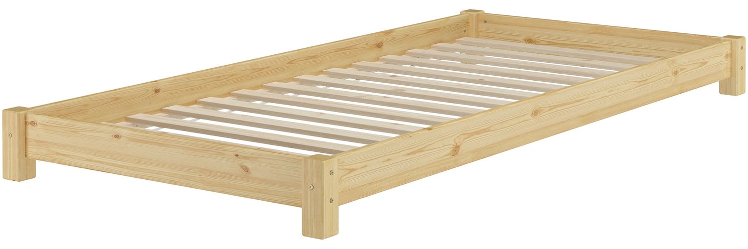 Niederflurbett Futonbett Einzelbett Bodenbett Futon 90x200 Kiefer massiv V-60. 51-09 Bild 1