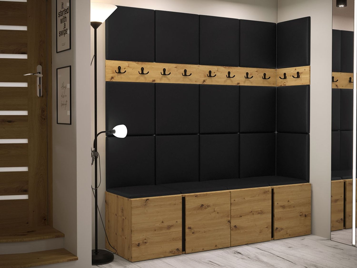 Garderoben-Set Monati II, Artisan Eiche / Artisan Eiche + Schwarz, Farbe: Soft 011 Bild 1