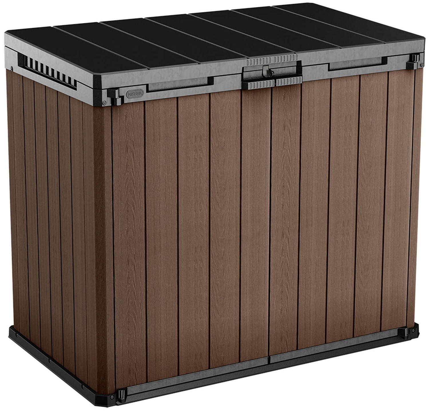 Dmora Gartenschrank Napanee, Gartenmöbel, Mehrzweck-Gartenschrank, Container für Balkon oder Garage, 140x80 h120 cm, Braun Bild 1