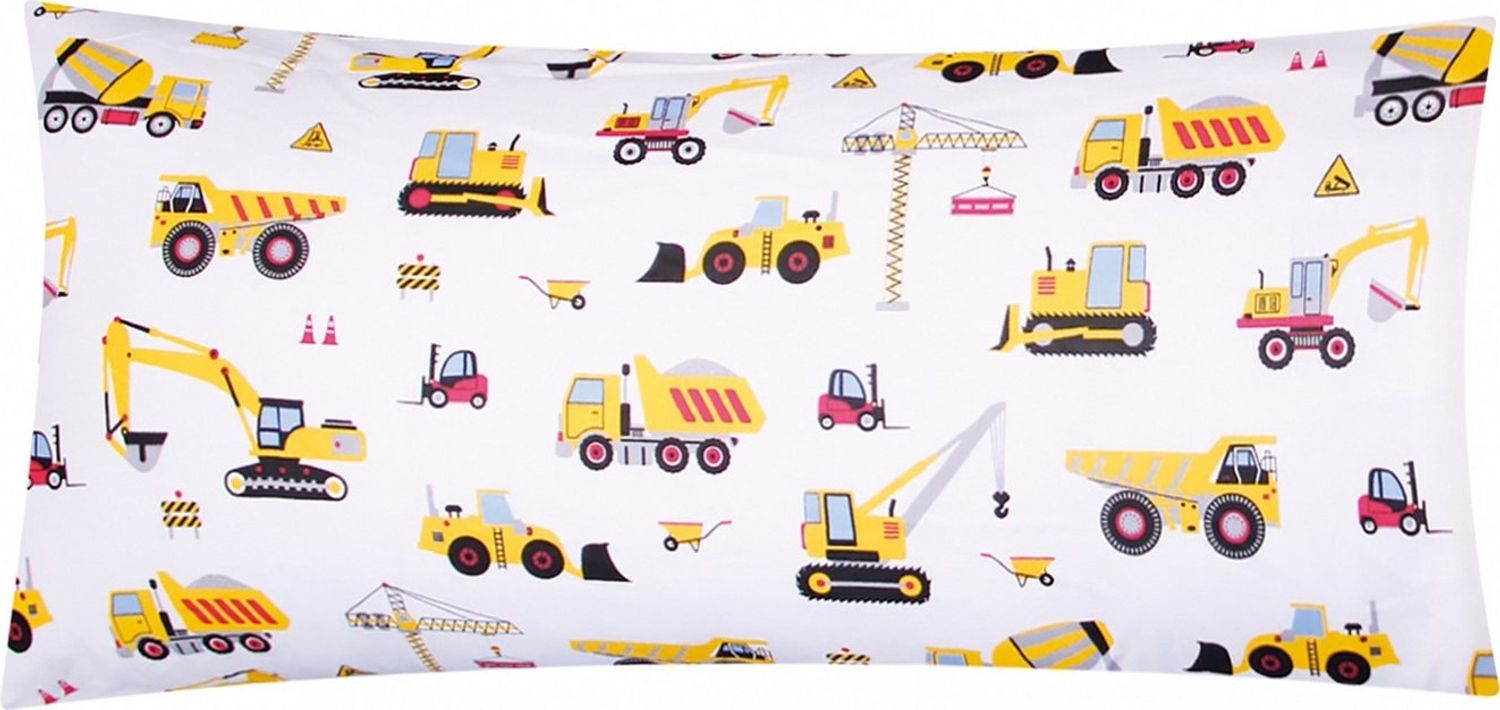 Heubergshop Kissenbezug, (1 Stück), 40x80cm Bagger Baufahrzeuge Kräne Kinder (1 x EW-Bagger 40x80) Bild 1