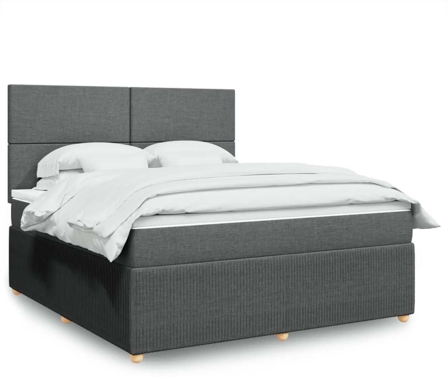 vidaXL Boxspringbett mit Matratze Dunkelgrau 180x200 cm Stoff 3292129 Bild 1