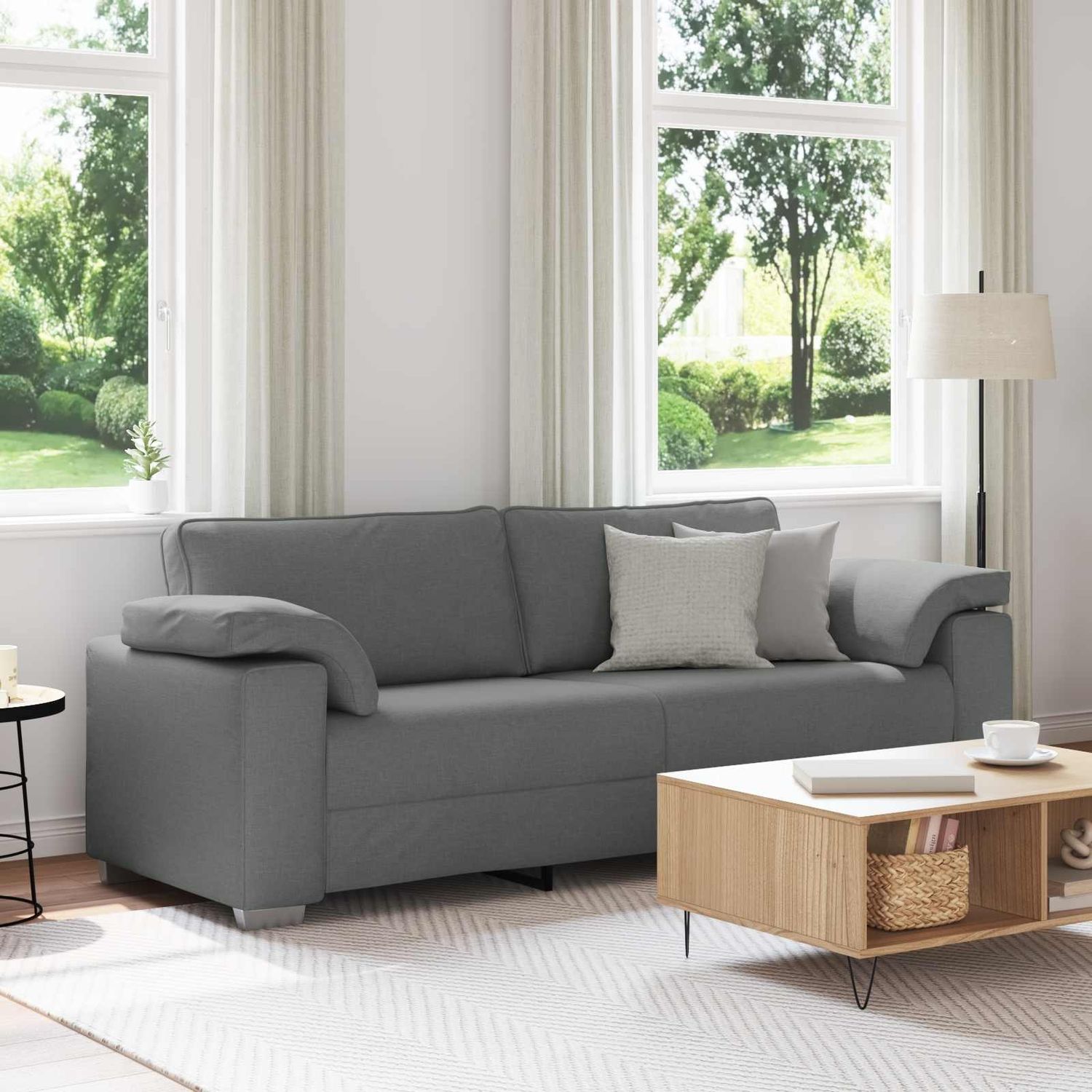 vidaXL 3-Sitzer-Sofa Dunkelgrau 220 cm Stoff 4105238 Bild 1