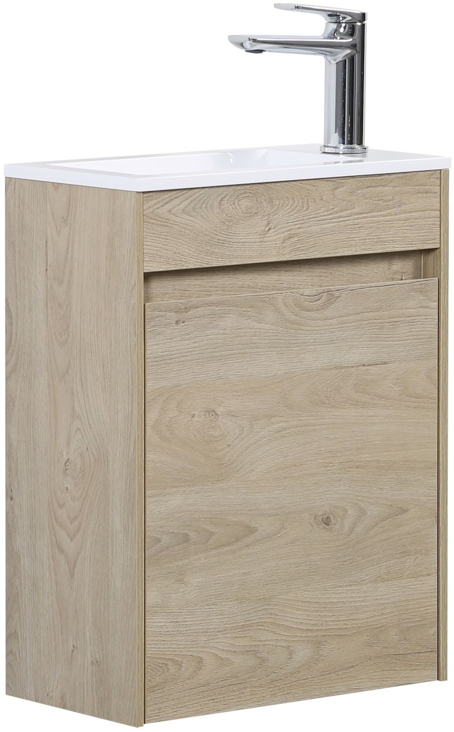 Badplaats Gäste-WC Waschtisch Set Sinta 40x22 cm Kastanien Eiche - Badmöbel Set mit Waschbecken und Unterschrank, Vormontiert und mit Soft-Close Bild 1