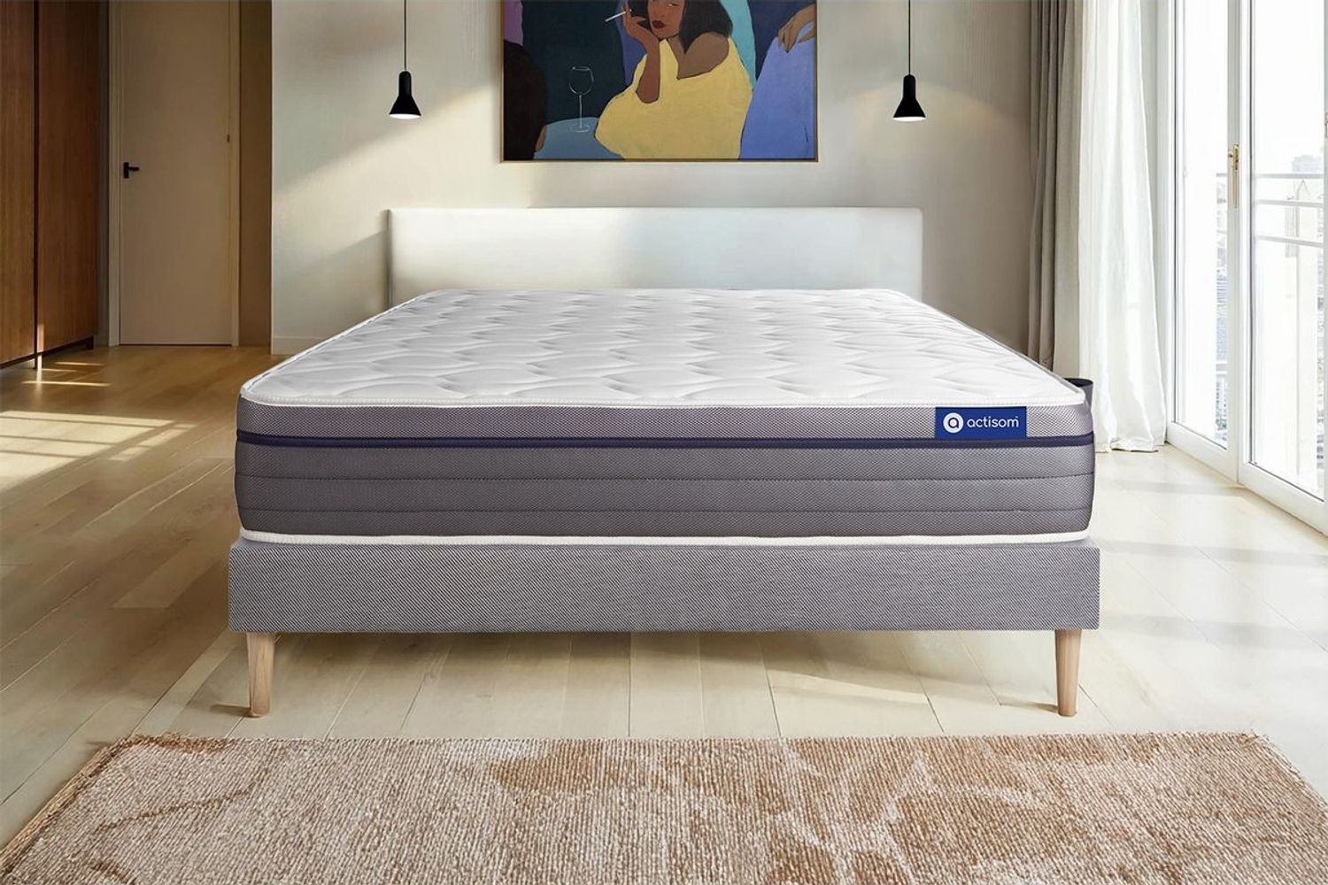 Actimemo zen matratze 130x190 cm + Bettgestell mit lattenrost - Dicke : 26cm - Memory-schaum - H3 Bild 1