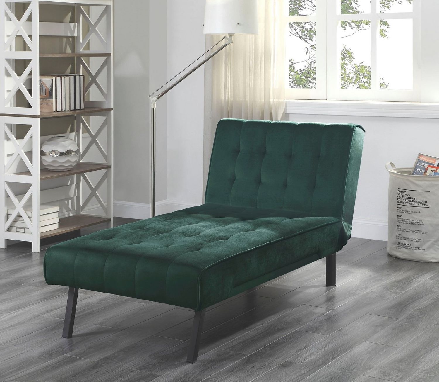 Atlantic Home Collection Pierre Chaiselongue, Polyester, Samtvelours Grün, Relaxliege Bild 1