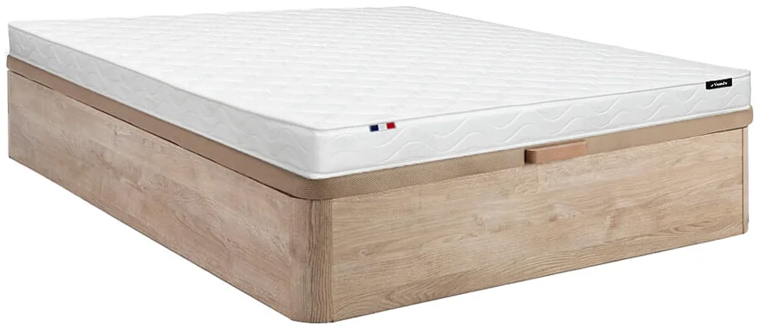 Vente-unique - ZEUS Mattress and bed base set Holz, PlatteStoffStoff Beige - B 140 cm x H 30 cm15 cm x L 190 cm Bild 1