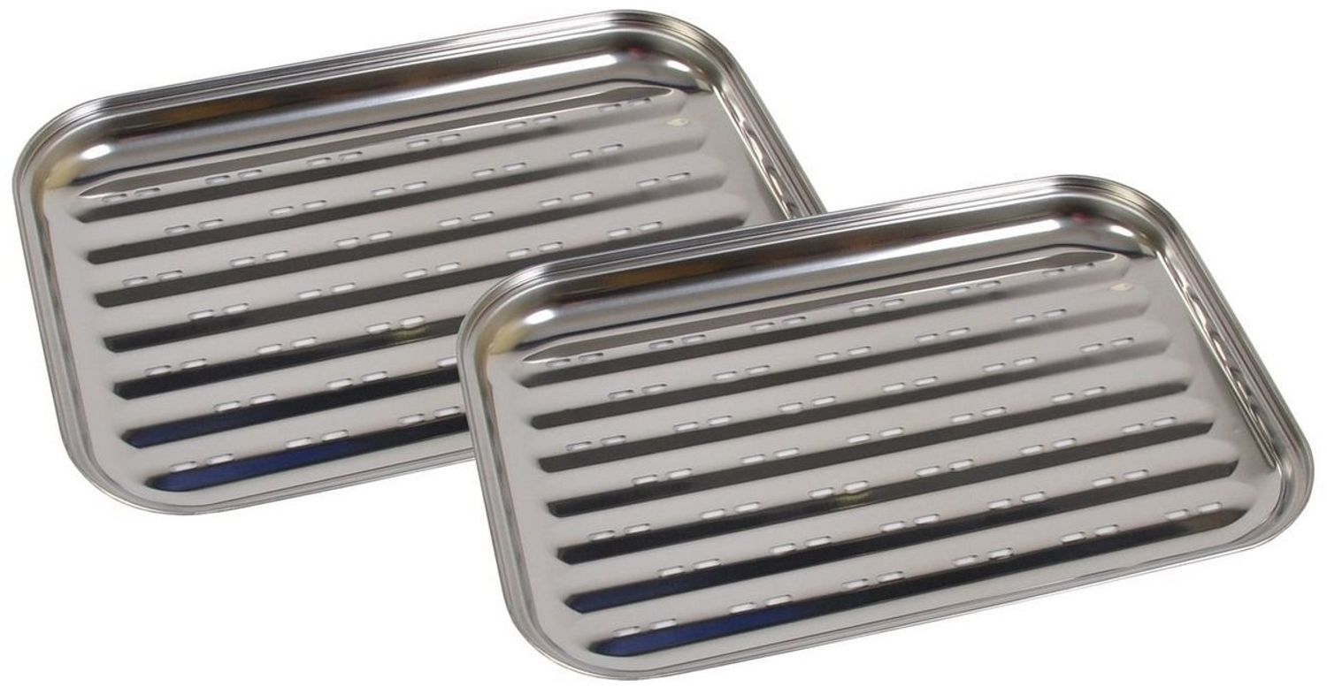Edelstahl Grillschale, BBQ Grillzubehör, 35x24cm , 2x Grillschale Bild 1