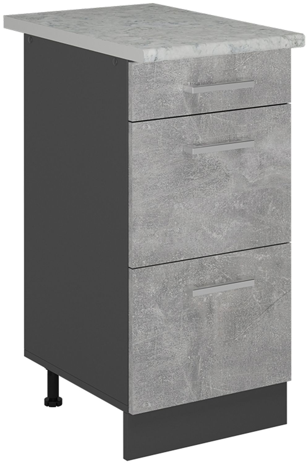 Küchenunterschrank R-Line Beton 40 cm mit Schubladen, AP Marmor Vicco Bild 1