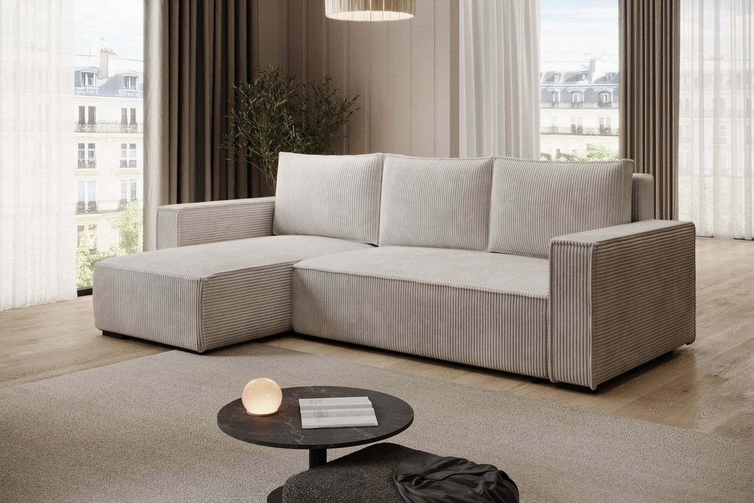 storez24 Ecksofa Letto, mit Bettkasten und Schlaffunktion, Cordstoff, L-Form, bequem Bild 1