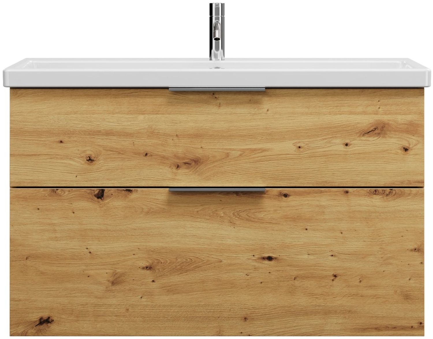 Burgbad EQIO Waschbecken mit Unterschrank 103 cm breit, Braun, Waschbecken Keramik Weiß Bild 1