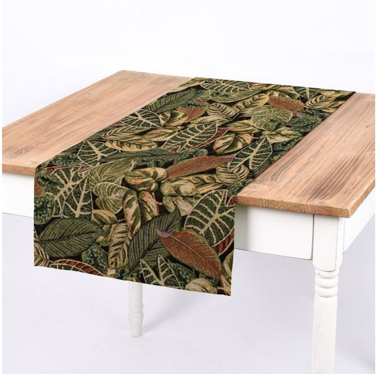 SCHÖNER LEBEN. Tischläufer SCHÖNER LEBEN. Tischläufer Premium Houseplant Jungle Blätter grün s, handmade Bild 1