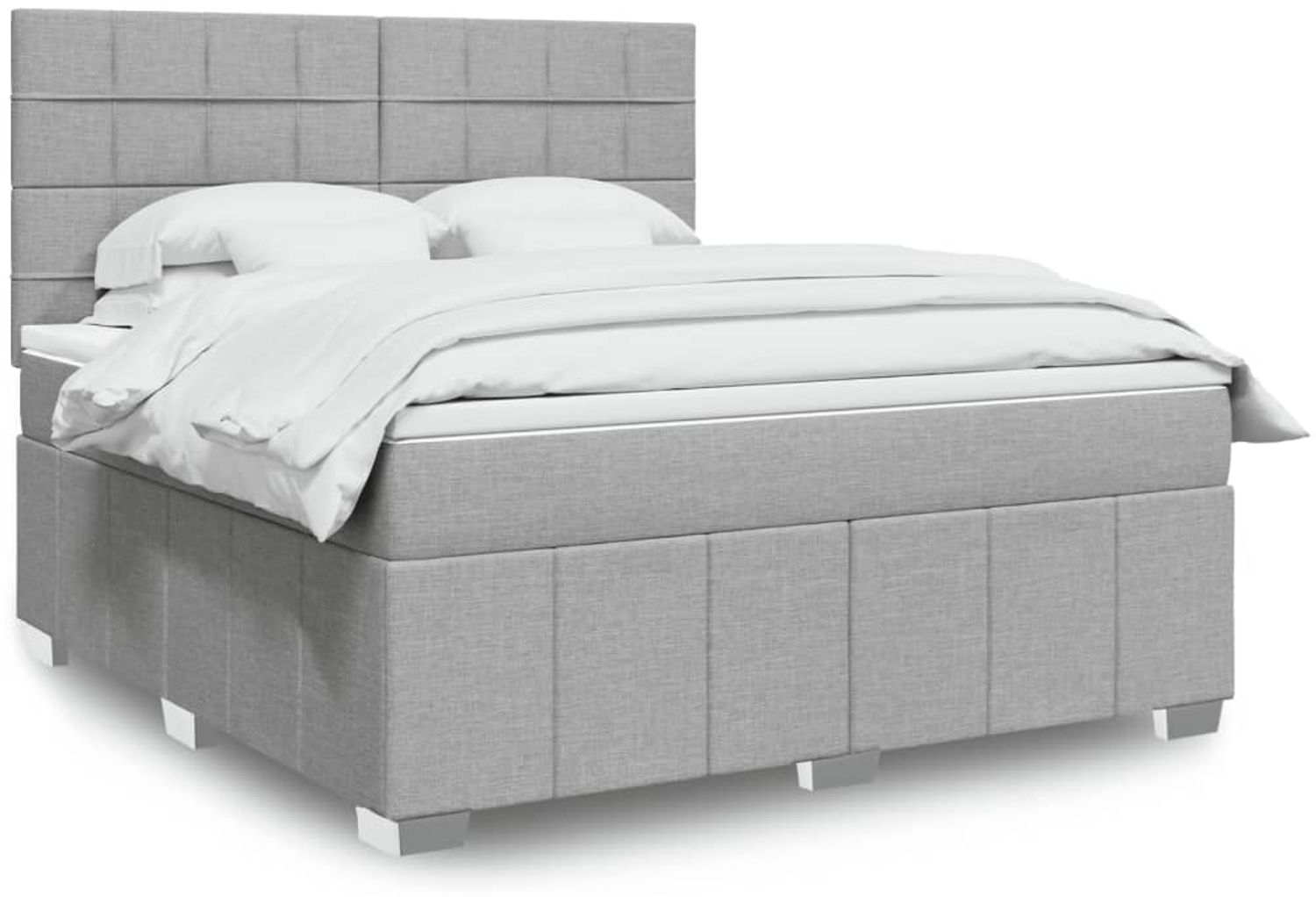 vidaXL Boxspringbett mit Matratze Hellgrau 180x200 cm Stoff 3291747 Bild 1