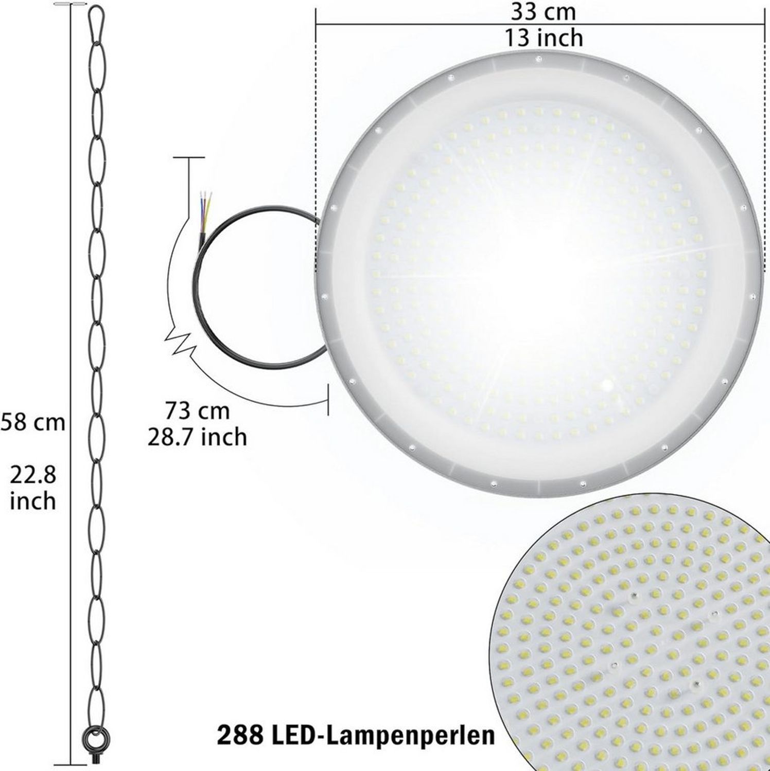 FIVMEN LED Deckenleuchte Industriebeleuchtung 200W/300W/500W UFO Hallenbeleuchtung 6000K-6500K, LED fest integriert, Kaltweiß, IP65 Hallenstrahler Bild 1