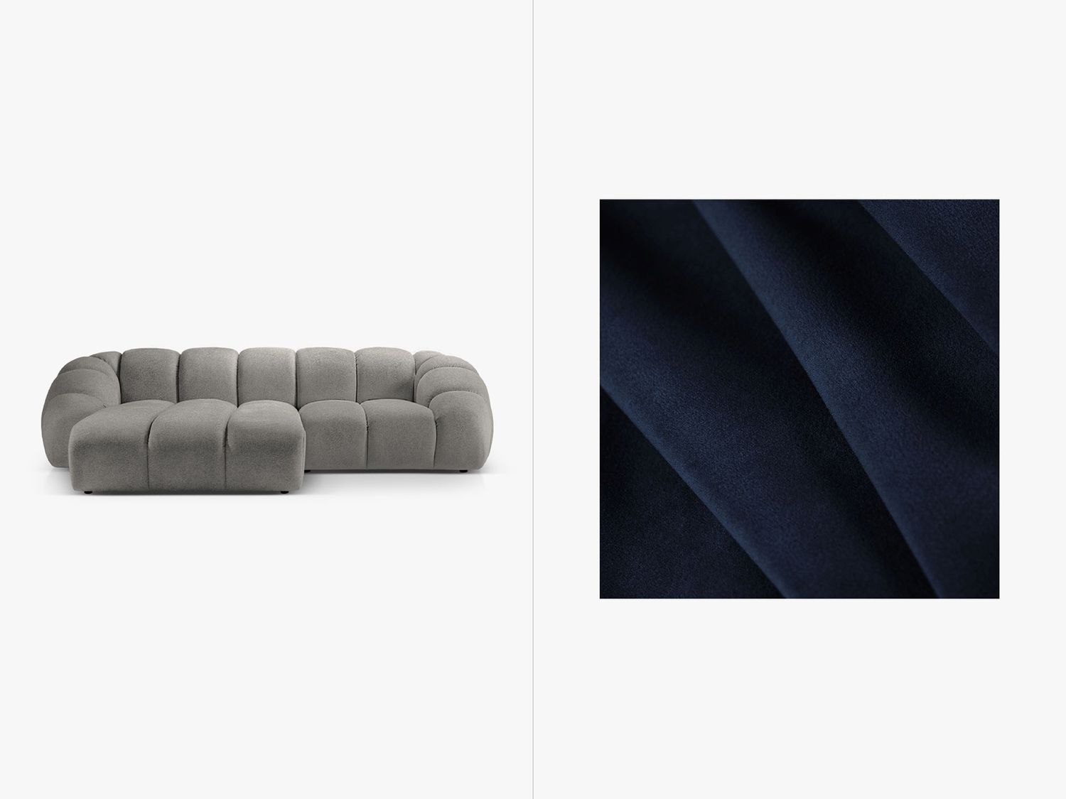 Micadoni Ecksofa Diana 3-Sitzer Links Samtstoff Königsblau Bild 1