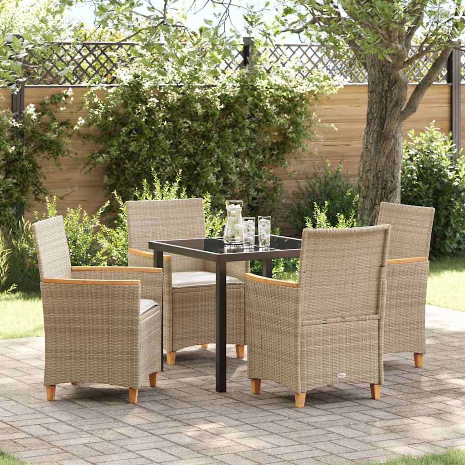 vidaXL Garten Essgruppe 5 pcs Beige Poly-Rattan 3381101 Bild 1