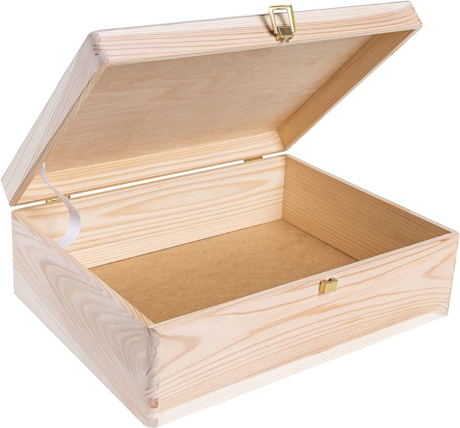 Creative Deco Holzkiste Natur mit Deckel und Schloss, Erinnerungsbox Baby Groß Holzbox mit Deckel Unlackiert Kasten Bild 1