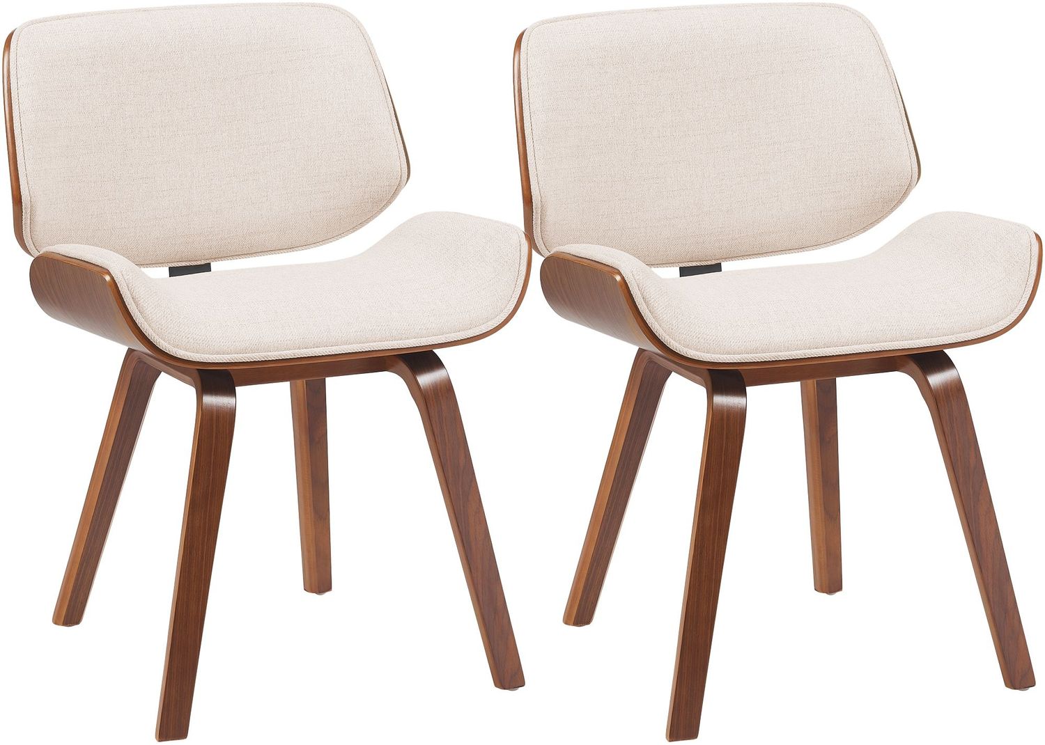 CLP Esszimmerstühle 2er Set Beverley mit Stoffbezug Polsterstühle in Walnussoptik,walnuss/creme Bild 1