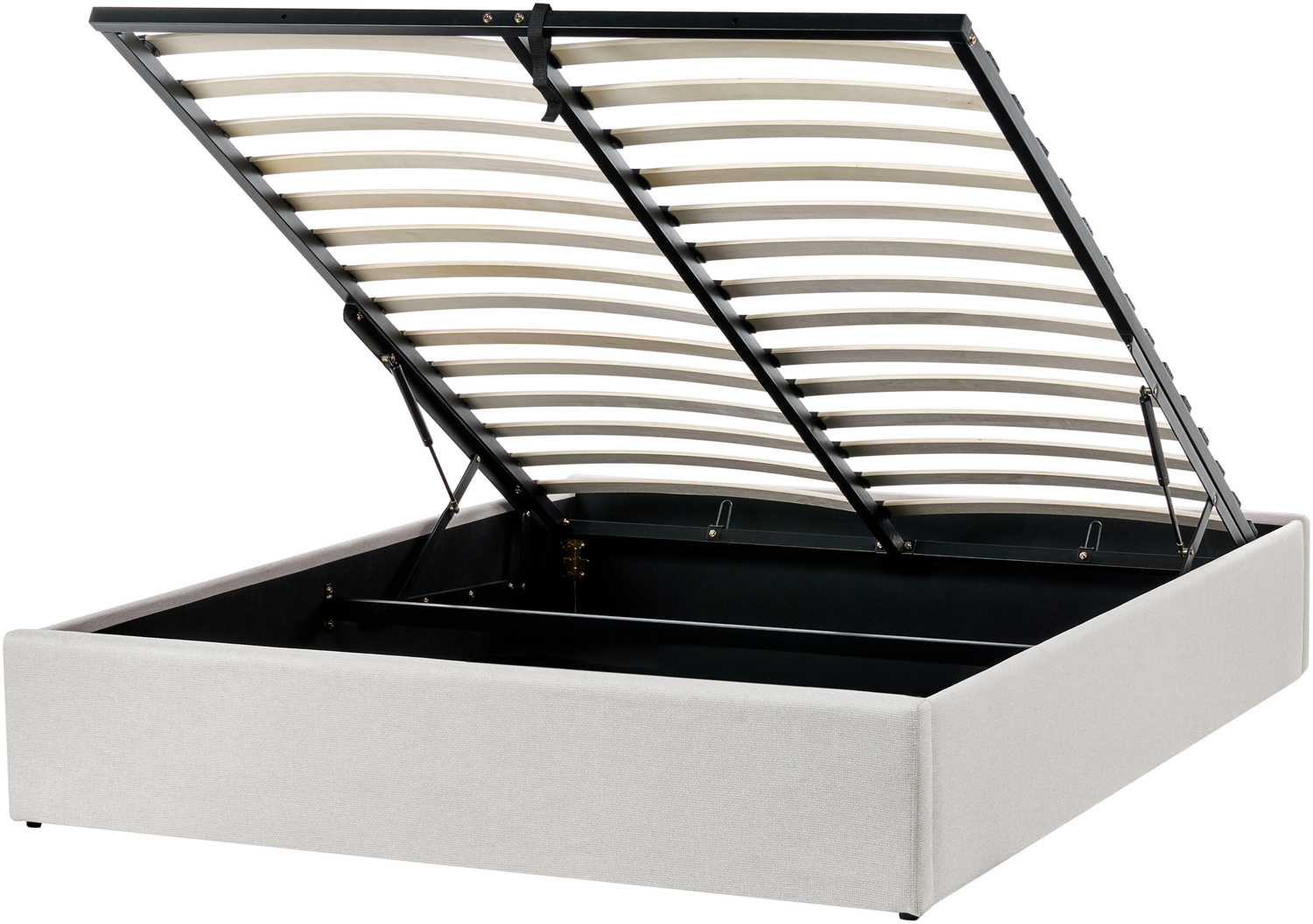 Bett mit Stauraum DINAN 140 x 200 cm Stoff Helles Beige Bild 1