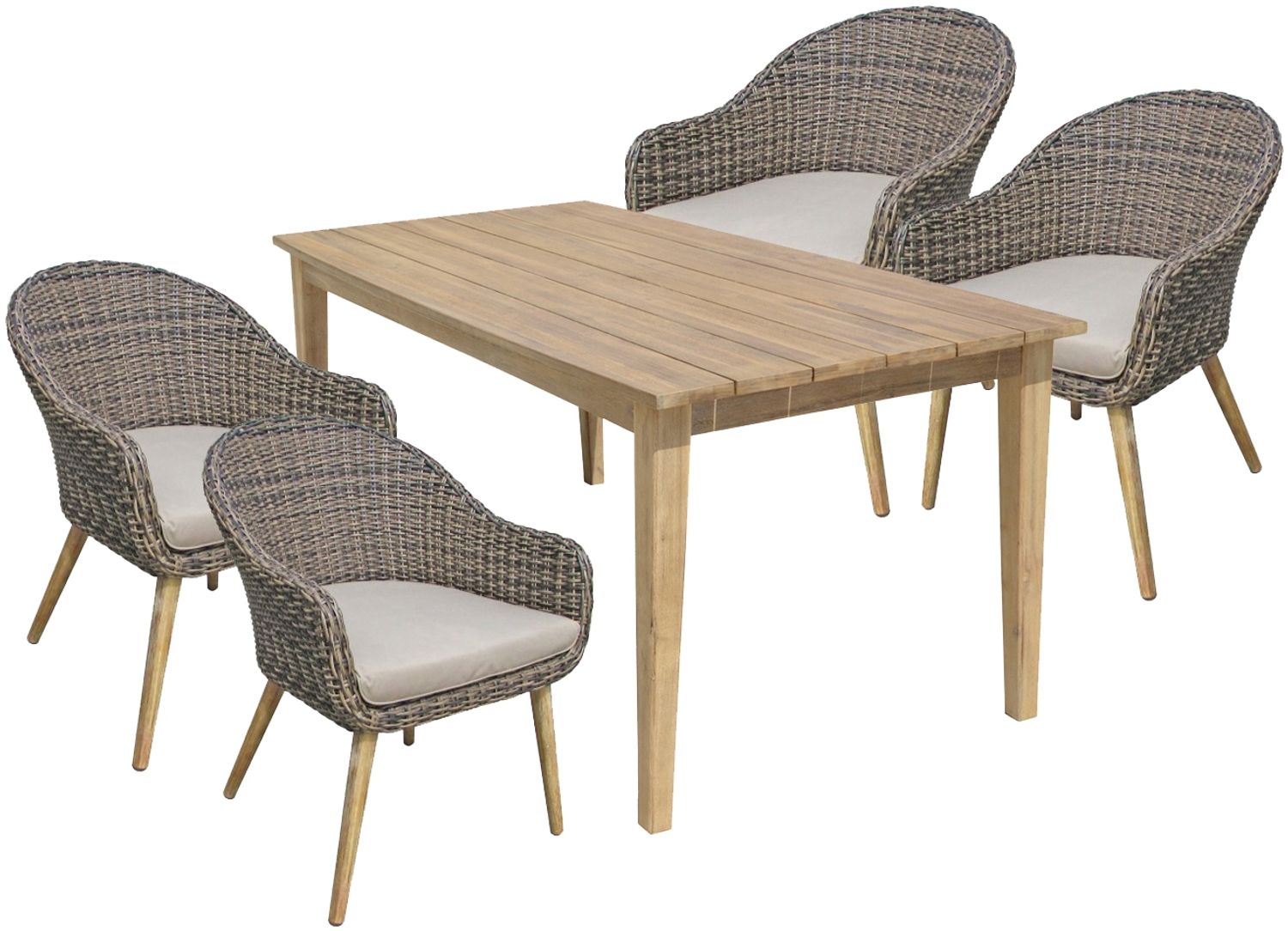 Tischgruppe Visalia/Pueblo aus Kunststoffgeflecht / Akazie,brushed wash Bild 1