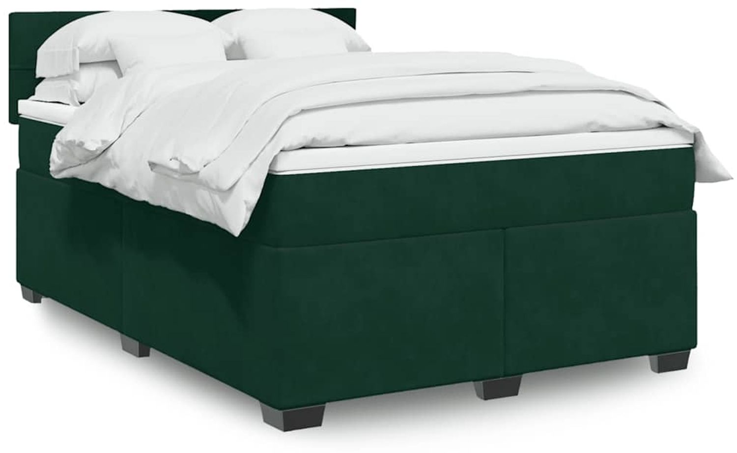 vidaXL Boxspringbett mit Matratze Dunkelgrün 160x200 cm Samt 3286357 Bild 1